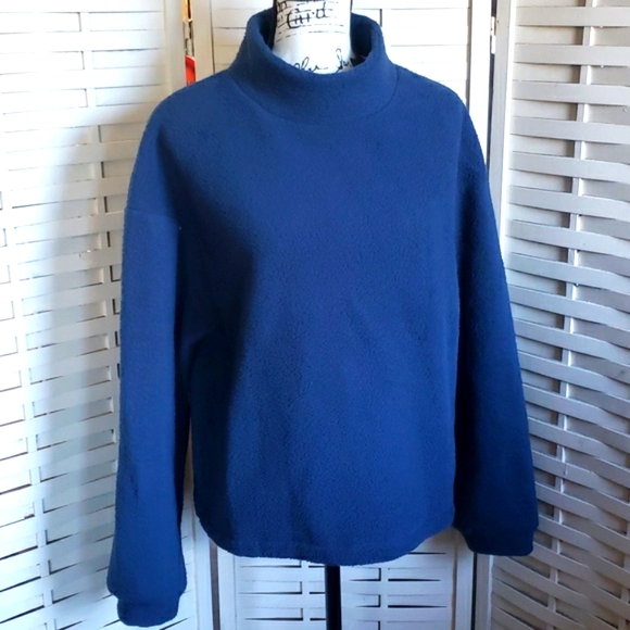 AKHG by Duluth Trading new high neck blue long sleeve women's fleece top size M - Picture 1 of 6
